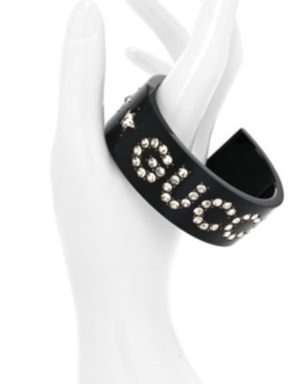 ⭐️GUCCI BLACK RHINESTONE RESIN CUFF BRACELET⭐️ SZ XS OR FOR LITTLE GIRL💖